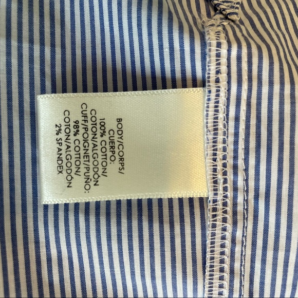 Ann Taylor Striped Ruffle Neck, button Shoulder Shirt - Picture 9 of 11